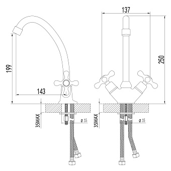 Смеситель для кухни LEMARK Standard LM2104C поворотный излив хром