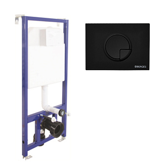 Комплект для установки подвесного унитаза BERGES NOVUM R5 с панелью смыва soft touch чёрная