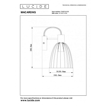 Бра Lucide MACARONS 74217/01/33 40Вт E27
