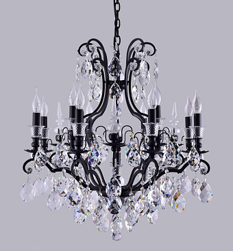 Люстра подвесная CRYSTAL LUX MAGNIFICO MAGNIFICO SP13 BLACK/TRANSPARENT 780Вт 13 лампочек E14