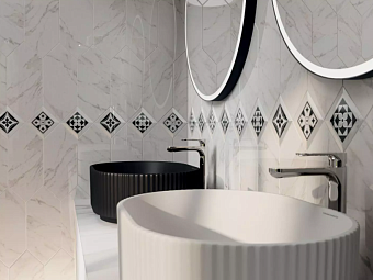 Настенная плитка KERAMA MARAZZI Келуш 35009 грань белый глянцевый 14х34см 0,709кв.м. глянцевая