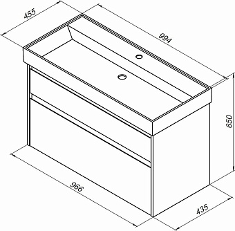 Тумба под раковину напольная AQUANET Nova Lite 249957 43,5х95х56,2см