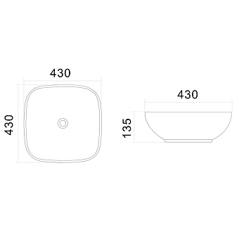 Раковина накладная AM-PM Universal C8FC0X043GWSQ 43х43см