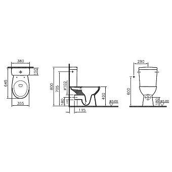 Унитаз напольный VITRA S10 9822B003-7204 безободковый с микролифтом