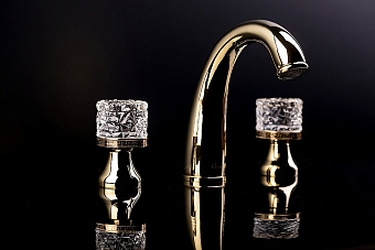 Смеситель для раковины Boheme Crystal 297-CRST золотой