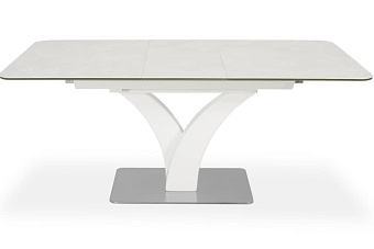 Кухонный стол раскладной AERO 85х140х76см закаленное стекло/керамика/сталь Snow
