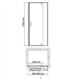 Душевая дверь WASSERKRAFT Neime 19P04 200х90см стекло прозрачное