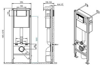 Комплект для установки подвесного унитаза CERSANIT VECTOR 64183 с панелью смыва хром глянцевый