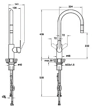 Смеситель для кухни VITRA Masterline A42153EXP выдвижной излив хром