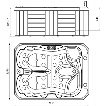 Мини бассейн СПА RADOMIR МИШЕЛЬ 1-30-0-0-4-051Б 2050х1550х64см 0,75куб.м