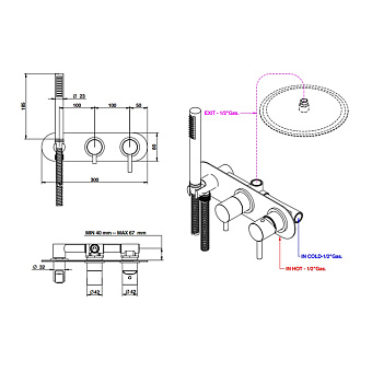 Смеситель для душа Bongio ON 68552HMADPREU золото