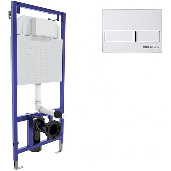 Комплект для установки подвесного унитаза BERGES NOVUM L2 с панелью смыва матовый хром