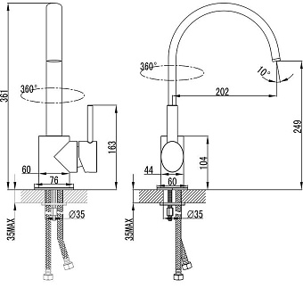 Смеситель для кухни RAVAK Freedom FM X070090 высокий излив хром
