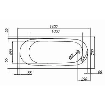 Ванна акриловая KOLPASAN Tamia 563000 140х70см пристенная