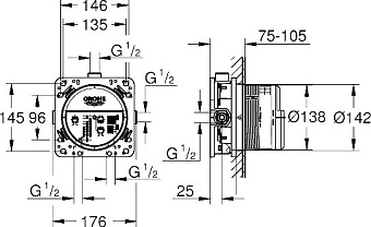 Душевой штуцер GROHE 26483000 хром