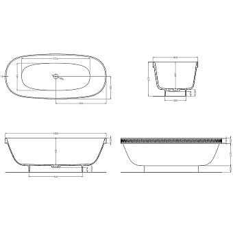 Ванна каменная SALINI GRECA 103021MRH S-Stone матовая 180х80см отдельностоящая