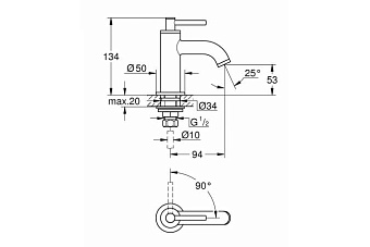 Смеситель для раковины GROHE Atrio New 20021GL3 золото