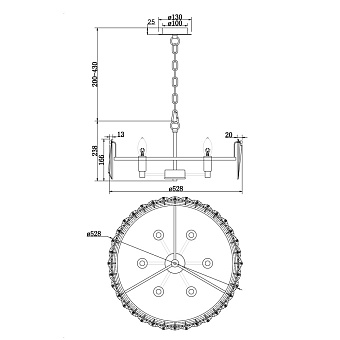 Светильник подвесной Maytoni Puntes MOD043PL-06G 60Вт E14