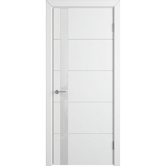 Межкомнатная дверь Владимирская фабрика дверей Stockholm Trivia Polar White Gloss Эмаль 800х2000мм остеклённая