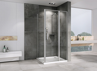 Угловое ограждение Abber Sonnenstrand AG04140S-S80 195х80см стекло прозрачное
