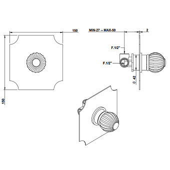 Смеситель для душа Bongio Rivoli 05524OR00EU золото