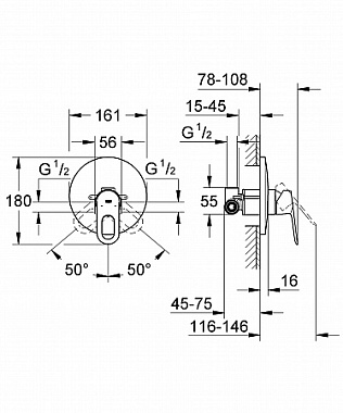 Смеситель для душа GROHE BauLoop 29080000 хром