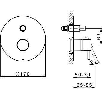 Смеситель для душа Cisal Less New LN00210040 чёрный (матовый)