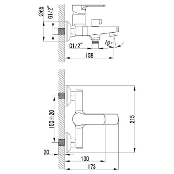 Смеситель для ванны LEMARK Plus Grace LM1512C хром