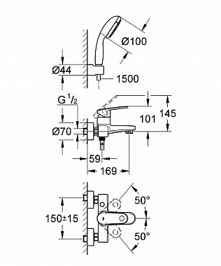 Смеситель для ванны GROHE Europlus 33547002 хром