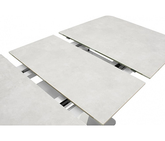 Кухонный стол раскладной AERO 85х140х76см закаленное стекло/керамика/сталь Snow