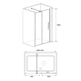 Душевая дверь RGW Tornado 41071814-14 TO-18B 195х140см стекло прозрачное