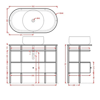 Полочка для консоли ArtCeram TFA013 56 moka