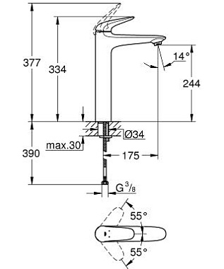 Смеситель для раковины GROHE Eurostyle 23719LS3 белый