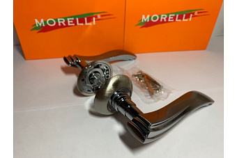 Дверная ручка нажимная MORELLI МИРАЖ MH-14 SN/CP белый никель/хром