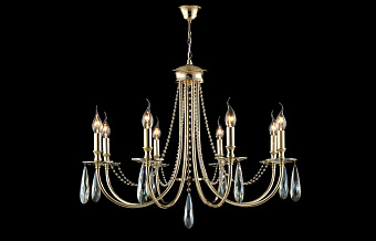 Люстра подвесная CRYSTAL LUX VICTORIA VICTORIA SP8 GOLD/AMBER 480Вт 8 лампочек E14