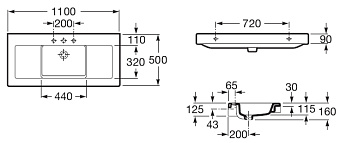 Раковина накладная ROCA Stratum 7.3276.3.100.0 110х50см