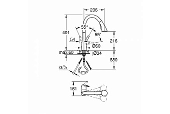 Смеситель для кухни GROHE Zedra 32294DC2 выдвижной излив сталь