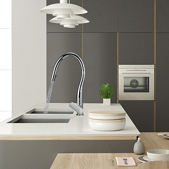 Смеситель для кухни Paini Nove 09CR591D выдвижной излив хром