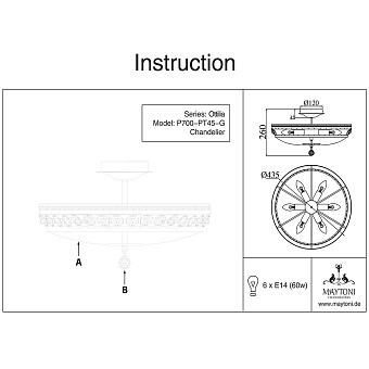 Люстра хрустальная Maytoni Ottilia DIA700-CL-06-G 60Вт 6 лампочек E14