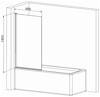 Стеклянная шторка на ванну AM-PM Gem W90BS-D080-140CT 140х80см