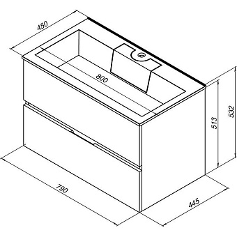 Тумба под раковину подвесная AQUANET Алвита 235339 45х79х53,1см