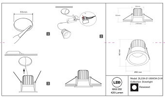 Светильник точечный встраиваемый Maytoni Zoom DL034-01-06W3K-D-B 6Вт LED