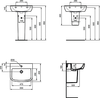 Полупьедестал IDEAL STANDARD TEMPO T423001