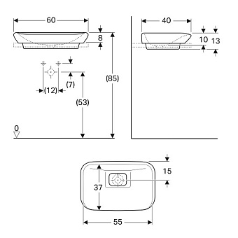 Раковина накладная GEBERIT myDay 245460600 60х40см