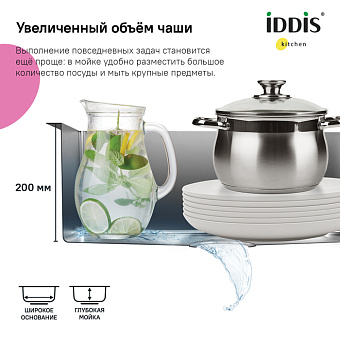 Мойка кухонная IDDIS Edifice EDI74G0i77 74х44см графитовый