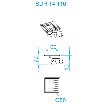 Душевой трап RGW 47211411-04 SDR-14B 11х11см горизонтальный сток