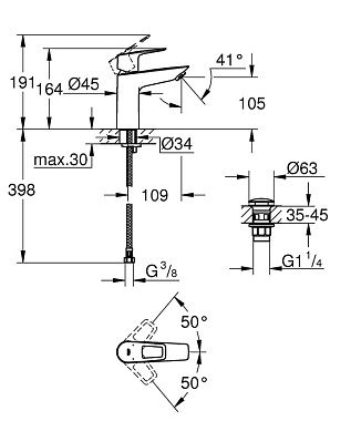 Смеситель для раковины GROHE Bauloop 23886001 хром