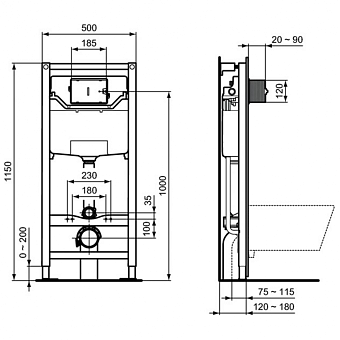 Инсталляция с унитазом IDEAL STANDARD PROSYS TESI T386801