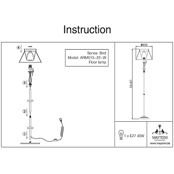 Торшер Maytoni Bird ARM013-22-W 40Вт E27