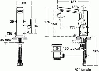 Смеситель для раковины IDEAL STANDARD TONIC II A6332AA хром